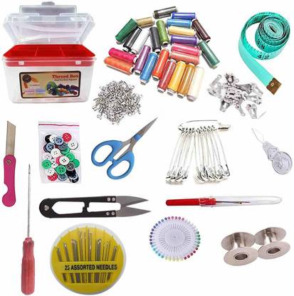 Albroow Three Layer Sewing Kit Box With 24 sewing thread And All Other Sewing Accessories Sewing Kit