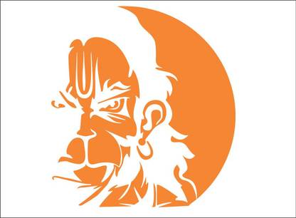 Vijaya enterprises 57 cm wonderfull load hanman ji bhagwa poster sticker wallpaper size by [38x41] Self Adhesive Sticker