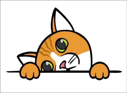 AKSHAYADECOR 45 cm Decoretive Quite Cat Wall Sticker For Hall, Bed Living Kids Room Self Adhesive Sticker