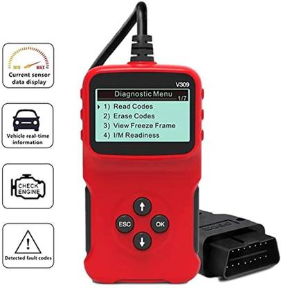 STHIRA Car OBD2 Scanner Universal Wired Auto Engine Fault Code Reader CAN Diagnostic Scan Tool V309 for Check Engine Light, I/M Readiness Smog Check, HD LCD Display Screen Vehicle Tool Roll