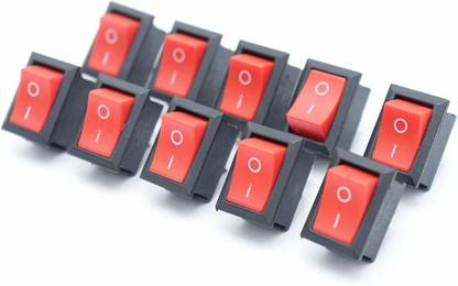 TRUSTECH Small Mini Boat On/Off Rocker Switch Snap-in 2-Pin Red Plastic Button - 10 PCS Electronic Components Electronic Hobby Kit
