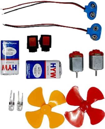 VITSZEE Standard Quality science project working model kit for students| for School-College| Educational DIY Kit | Science Experiment | Physics Practical | Fun Innovation | Learning Educational Stem| Fun-Magic Learning |Science Fair | Model | Tinkering Lab| Activity | Educational Electronic Hobby Kit | Toy-Game | ( 2-9V Battery, 2 fan, 2 toy motor, 2 switch, 2 battery connection, 2 LEDs) Educational Electronic Hobby Kit