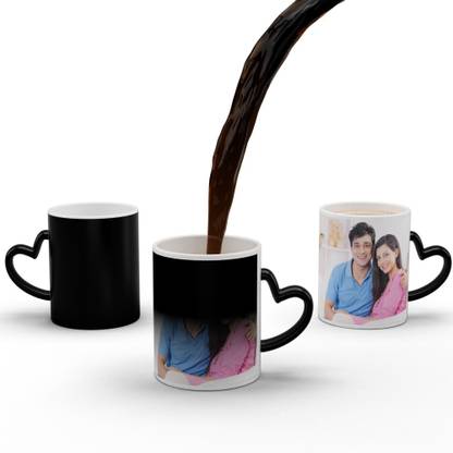 k1gifts Black Heart Magic For Birthday ,wedding anniversary, valentine's day,and alll occasions 03 Ceramic Coffee (320 ml) Ceramic Coffee Mug