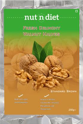 nutndiet Fresh Crunchy Walnut Halves | Standard Brown | Vacuum Sealed | 250g Walnuts