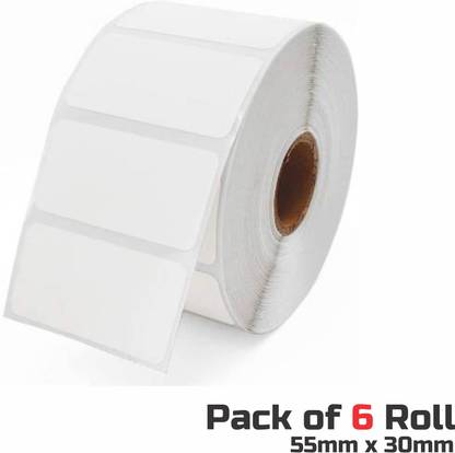 sestore.in Thermal Sticker Label 2.1x1.8 inch Direct Thermal Barcode / MRP Sticker Labels – 250 Labels Per Roll, 6 Rolls (55mm x 30mm) Paper Label (White) Paper Label