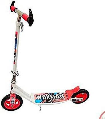 Olympia Games And Toys Heavy Metallic Jumbo Size 2 Wheel Height Adjustable Scooter for Kids ?Made in India? (White & Red) Wokman Kick Cycle Kids Scooter