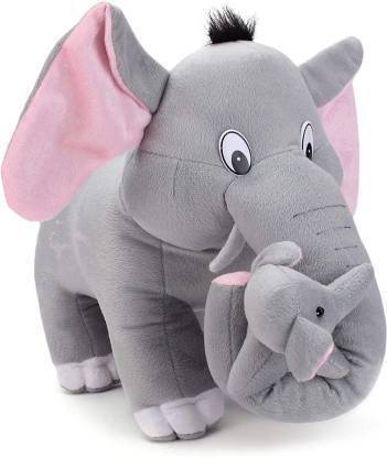 Osjs Grey Mother Elephant with Two Baby Stuffed Soft Plush Toy  - 30 cm