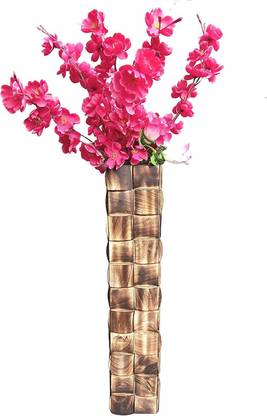 Vktronics Wooden Flower Vase With Beautiful Big Square Design Wooden Vase