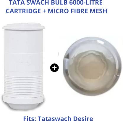FeelUs Tata Swach Bulb 6000-Litre Cartridge + MicroFibre Mesh compatible with Tataswach Desire (2 Pieces) Media Filter Cartridge