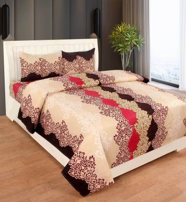 Ikrit enterprises 160 TC Polycotton Double 3D Printed Flat Bedsheet