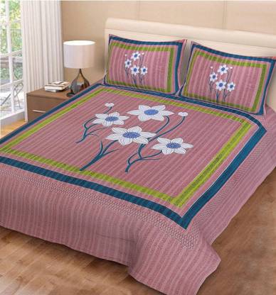 TANISHA COLLECTION 135 TC Cotton Double Jaipuri Prints Flat Bedsheet