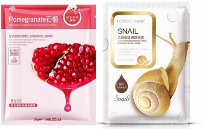 rorec Pigmentation Removal SNAIL HCHANA FACE MASK SHEET PACK OF 1(POMIGRANATE)