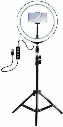 SYN SONS Selfie Ring Light with 6.5 feet extendable Stand Tripod Stand|Flexible Phone Holder| LED Multi Color | for Live Stream |YouTube|Makeup|Photography|Video Shooting Lights for Reels|Studio Lighting|TIK Tok Videos| Ring Flash