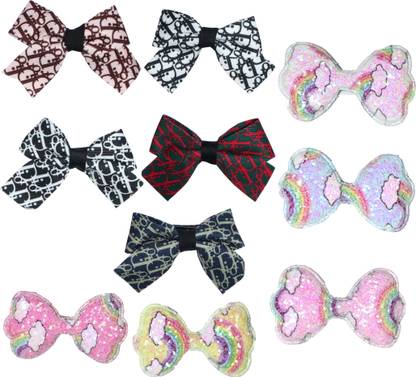 FIMBUL Hair Bows Alligator Clips Unicorn, Rainbow, Fur and Glitter Matrial Bows Clips Hair Barrettes Accessories for Toddlers Kids Teens Pack of 10 (ClipNew-54-10) Hair Clip