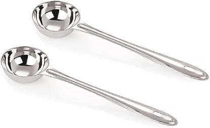 QDF Stainless Steel Deep Ladle Spoons, Sambar, Daal, Curry, Soup, Gravy Serving Spoons. ( Set of Two Spoons) 2 Spoons. Stainless Steel Ladle