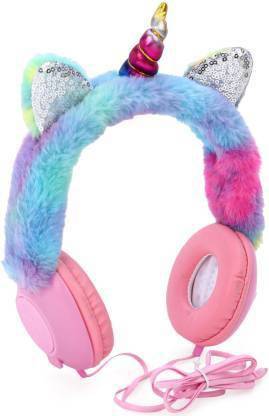 MADDYGROUP KIDS TOY|UNICORN FUR HEADPHONE |RAINBOW COLORFFUL |CUTE SOUND UNICORN HEADPHONE|MULTICOLOR