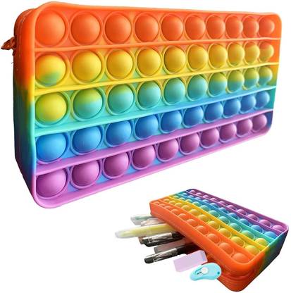 KIDICITI Pop It Rectangular Shape Pencil case Stationery Set Storage Box for Kids 1 Art EVA Pencil Box