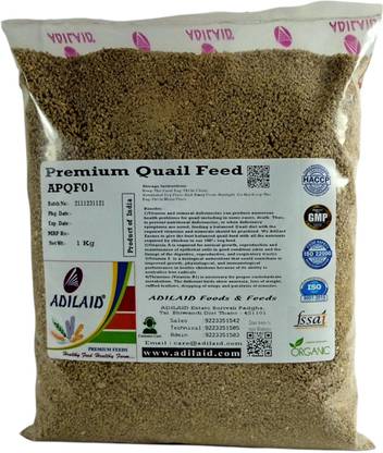 ADILAID Premium Quail Feed 1 kg Dry New Born, Young, Adult, Senior Bird Food