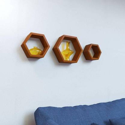 Asad Wooden Floating Oval Shape Wall Shelf MDF (Medium Density Fiber) Wall Shelf