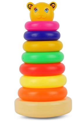 HighBoy Children's Little Yellow Duck Jenga Rainbow Tower Stacking Circle Baby Early Childhood Education Puzzle Ring Toy Kids Toys