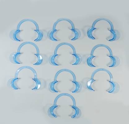 Dentosmile Flexi Premium Cheek / Lip Retractor C-Shape Mouth Opener/ Dental Cheek Retractor /Size Large (Transparent Blue) Pack of 10 Pcs Hand Held Retractor