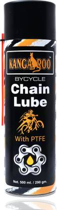 KANGAROO Bicycle Chain Lubricant Spray 500 ML ( Each ) All Weather Bicycle Chain Lube With PTFE Protection, Wet Finish, Dusty and Rainy Conditions Chain Oil
