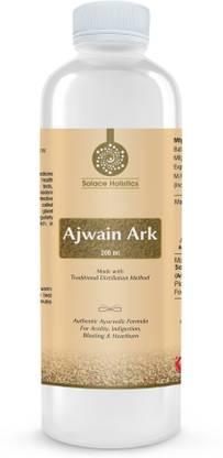 Solace holistics Solace Holistic Ajwain Ark | Ajwain Ayurvedic Distilled Water | Beneficial for Acidity, Indigestion, Bloating & Heartburn | Carom Seeds Ark 200 ML.