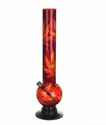 HEYDAY ENTERPRISES 16 inch Bong with Water and ice Pipe Leaf Print 5 cm Diameter Plastic Outside Fitting Hookah Mouth Tip