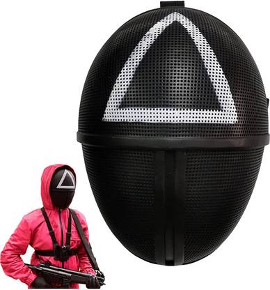 IndusBay Squid Game Mask Black - Triangle , Masked Man Squid Games Mask Man for Roleplay Halloween Mask Party Mask