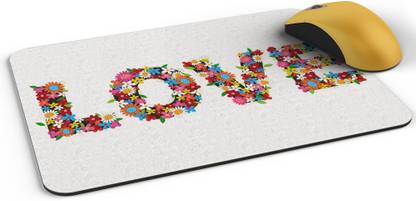 Shloka Love Typo Flower Non Slip Base Mousepad