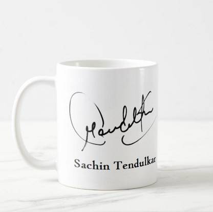 TheWhoop SACHIN TENDULKAR Signature Design Ceramic/Cup ( 350 ml) Ceramic Coffee Mug