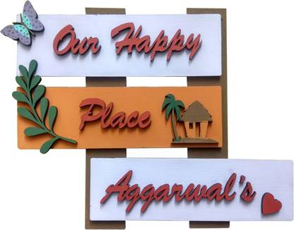 Mahanadi Wooden Orange, Pink Name Plate