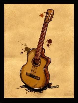 Mmory Guitar Art Painting Digital Reprint 12 inch x 9 inch Painting