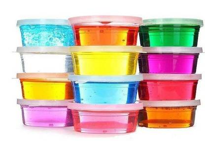 Barrel-O Slime Stretchy Crystal Clear Set of 12 Multicolor Putty Toy