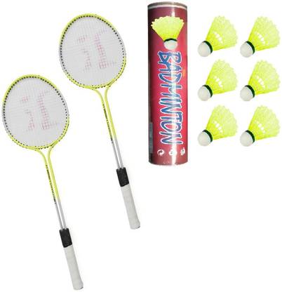 ZXX XTREME Double Shaft Badminton racquet Set with Free Shuttlecocks Pack of 6 Multicolor Strung Badminton Racquet