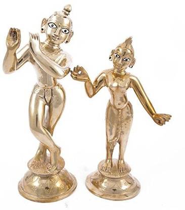 krishnagallery1 Brass Krishan Murti Pure Brass Pital Krishan Statue , Krishna idol , Krishna statue Murti , For Home Temple Poojan use , Office Gifted , Radha Krishan Idol डेकोरेटिव शोपीस  -  21 cm