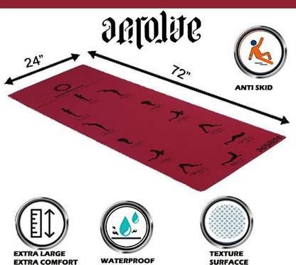 Aerolite Sun Salutation 24 X 72 Red 6.5 mm Yoga Mat