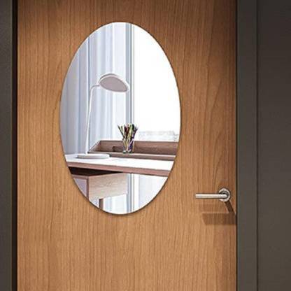 STAP 101.6 cm Unbreakable Flexible Mirror Home Art Decoration Mirror Sticker Sheet for Bathroom Bedroom & Washroom Bathroom Mirror (Oval) Self Adhesive Sticker