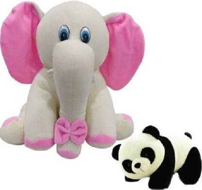 Future shop High Quality Very Cute Combo of Sitting Baby Elephant and Baby Panda for your loved ones - 30 cm (Multicolor)  - 30 cm