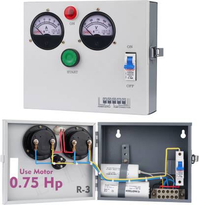 ELITESTAR 0.75 HP Single Phase NO.1 Farmer Choice Water Pump Panel (Classic Model)/Motor Starter / Submersible Water Pump Switch - ISI And Run.Capacitor- 50Hz (INDTECH) (Heavy Wire - 2.50 MM) / Motor Starter Capacity - 120+150 /Switch - 10AMP Features In-Built Thermal Over Load Protector Performance Submersible Water Pump Submersible Water Pump