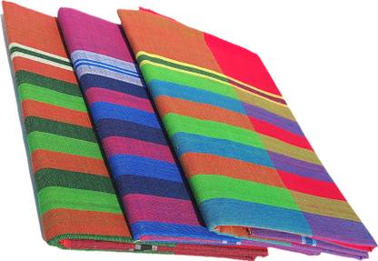 Bengal Enterprise Cotton 300 GSM Bath, Hair Gamcha Set