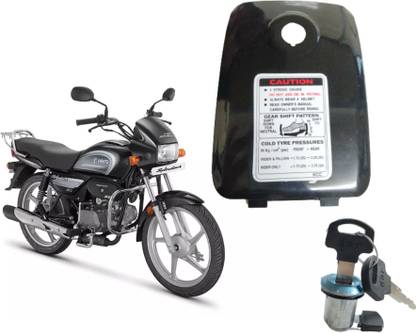 AUTOPLEX Splender/Splender All Model Petrol Tank Upper Cap (Premium Quality) With Lock Set (Standard Size) (Color - Black) Compatible For Splender All Model Pad Lock