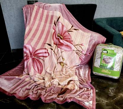 Recron Self Design Double Mink Blanket for  Heavy Winter