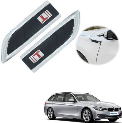 Znee Smart ZS-VV38 Car Side Decorative Air Flow Vent Chrome Plated Sticker for All Cars, Fender Sticker Set of 2 for B-M-W 320D Side Scoop