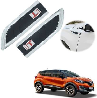 Znee Smart ZS-VV99 Car Side Decorative Air Flow Vent Chrome Plated Sticker for All Cars, Fender Sticker Set of 2 for Renault Capture Side Scoop
