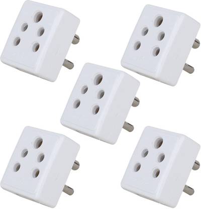 KLICK Smart MP-201-116 5 Pin Multi Plug Socket, Universal Travel Adaptor With 3 Input Socket (6A, White, Pack Of 5) 16 A Five Pin Socket