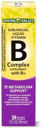 Spring Valley Vitamin B-Complex Sublingual Liquid with a Burst of B-12 Nutrition Drink