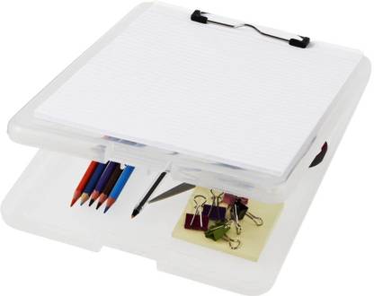 VAJIN Clipboard with Storage || Paper Holder Storage Box || Writing Pad Document File Folder || A4 Size Plastic Storage Clipboard for Hospital, Office, School
