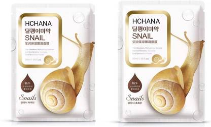 Hchana KOREAN Skin Brightening FACIAL SNAIL FACE MASK SHEET PACK OF 2