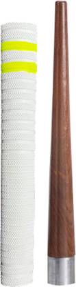Crx Set of 1 Neon Yellow stripe White Ribbed Cricket Bat grip + 1 wooden gripper(XP) Ultra Tacky